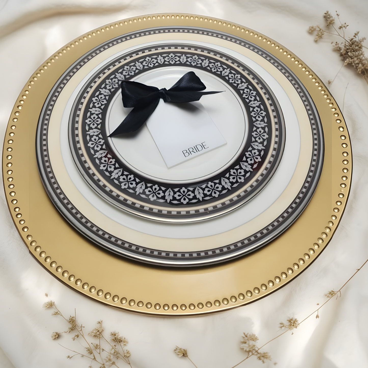 Personalized Wedding Name Place Card - Custom Arch Name Tag With Bow Bridal Table Setting