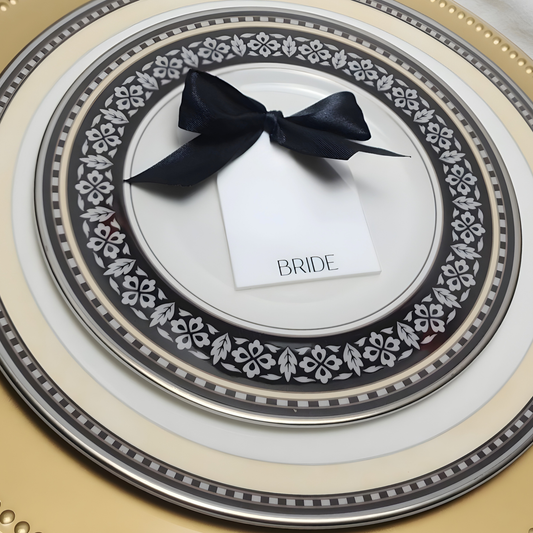 Personalized Wedding Name Place Card - Custom Arch Name Tag With Bow Bridal Table Setting