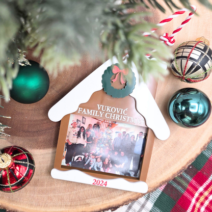 Custom Gingerbread House Photo Ornament - Holiday Keepsake Frame