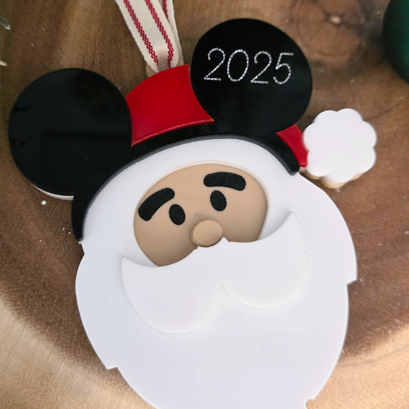 Personalized Santa Hat with Ears Ornament - Custom Layered Acrylic Christmas Keepsake