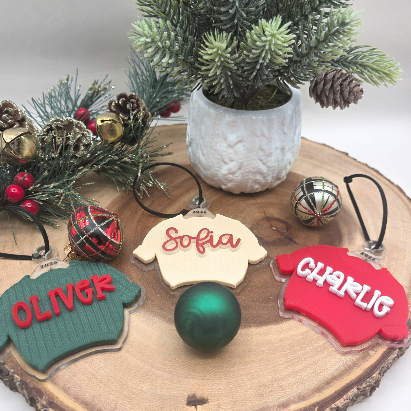Custom Acrylic Sweater Ornament - Personalized Name Christmas Ornament  - Holiday Keepsake Gift Tag
