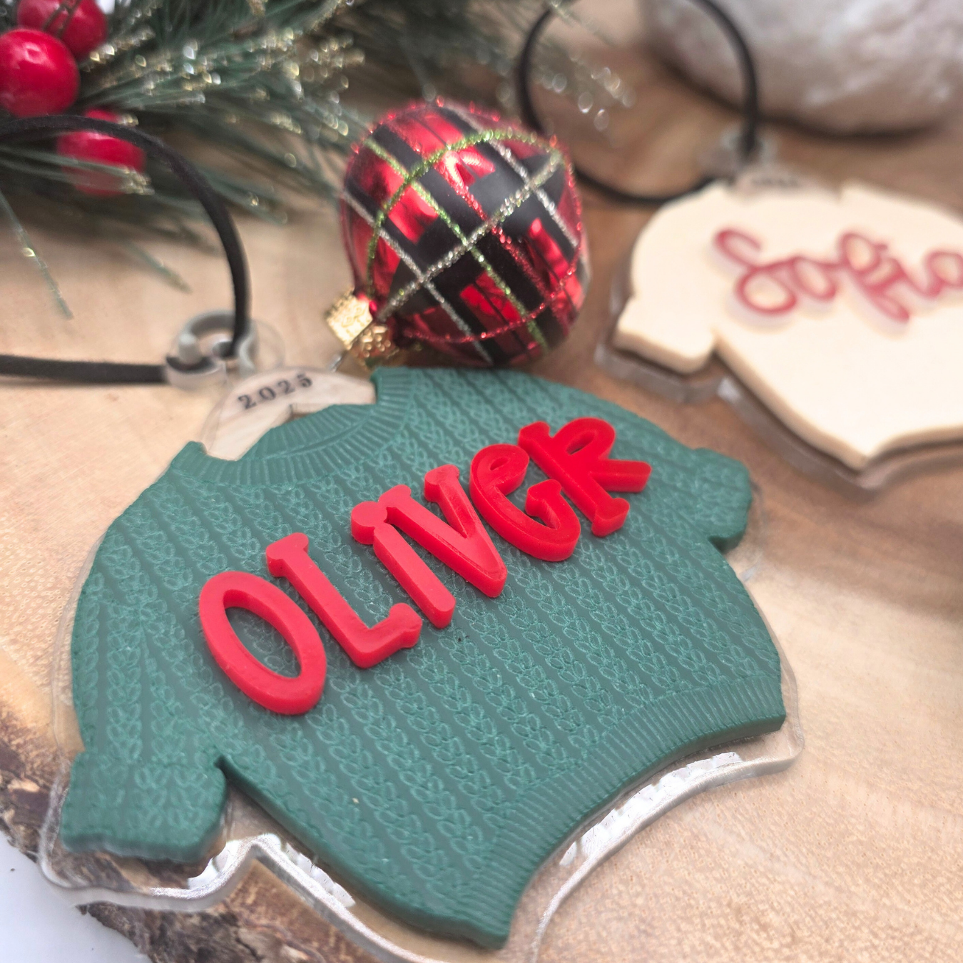 Custom Acrylic Sweater Ornament - Personalized Name Christmas Ornament  - Holiday Keepsake Gift Tag