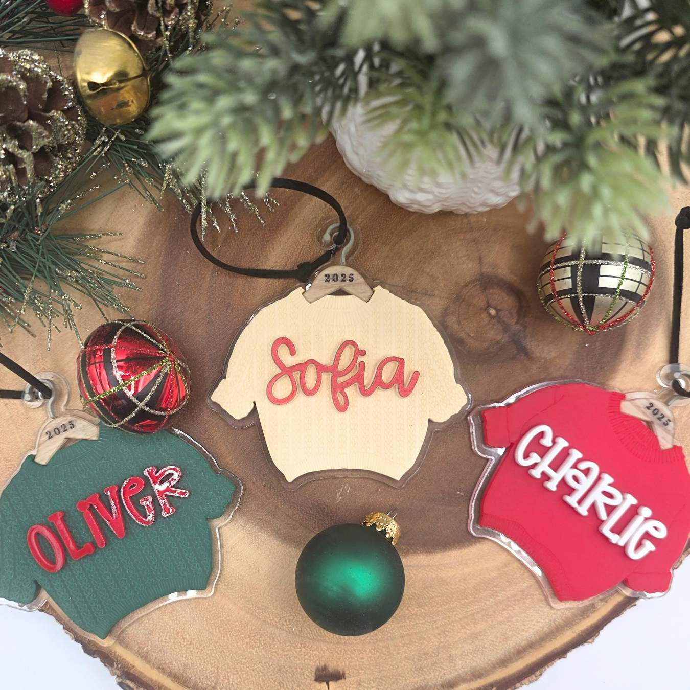 Custom Acrylic Sweater Ornament - Personalized Name Christmas Ornament  - Holiday Keepsake Gift Tag