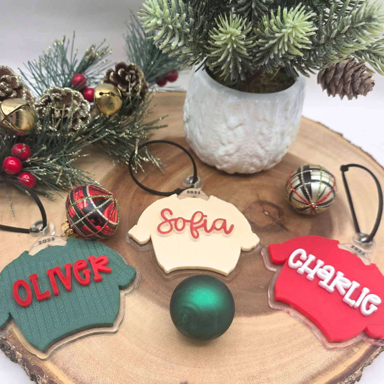 Custom Acrylic Sweater Ornament - Personalized Name Christmas Ornament  - Holiday Keepsake Gift Tag