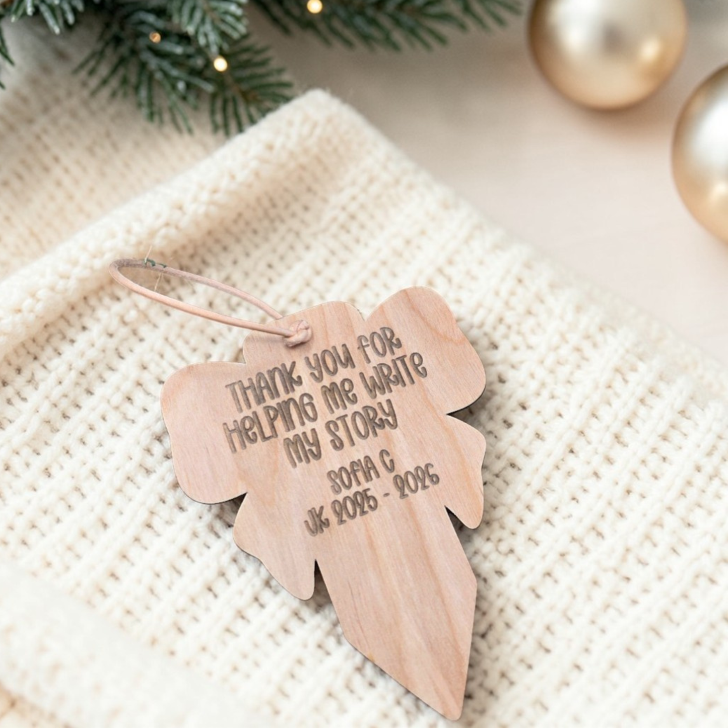 Personalized Coquette Pencil Ornament Keepsake -  Custom Teacher Gift