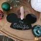 Custom Mouseketeer-Inspired Acrylic Hat Ornament - Personalized Family Name Keepsake