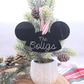 Custom Mouseketeer-Inspired Acrylic Hat Ornament - Personalized Family Name Keepsake