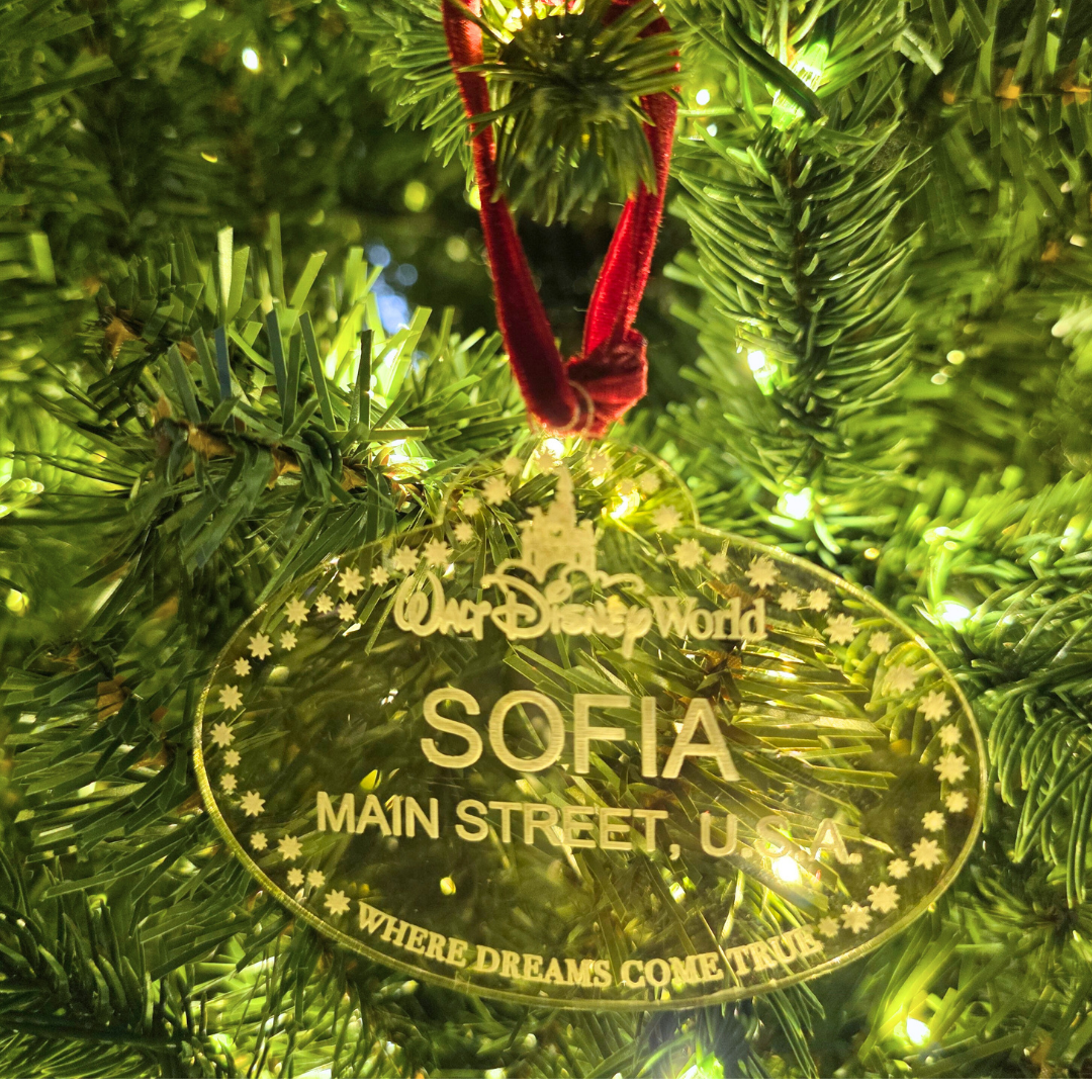 Custom Acrylic Cast Member Ornament - Theme Park Inspired Christmas Decor