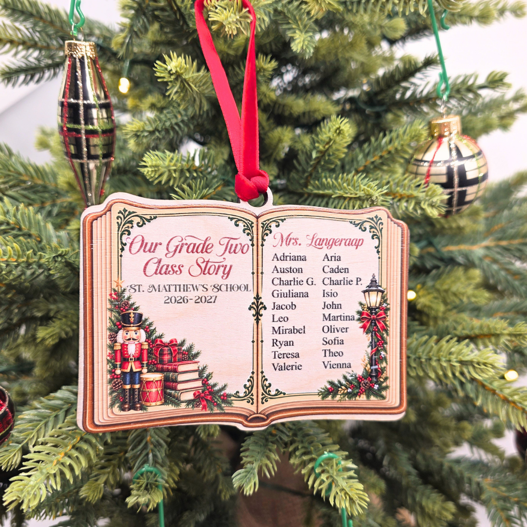 Personalized Class Christmas Ornament - Custom Teacher School Year Storybook Keepsake Gift
