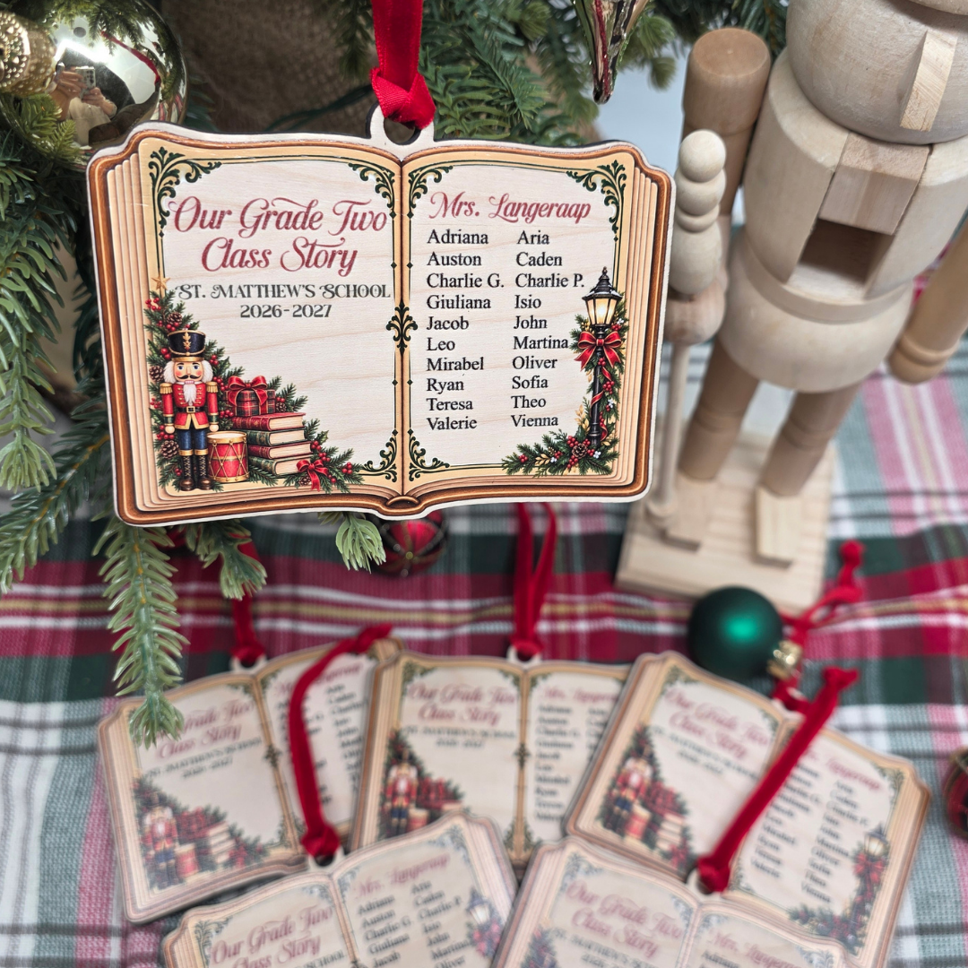 Personalized Class Christmas Ornament - Custom Teacher School Year Storybook Keepsake Gift