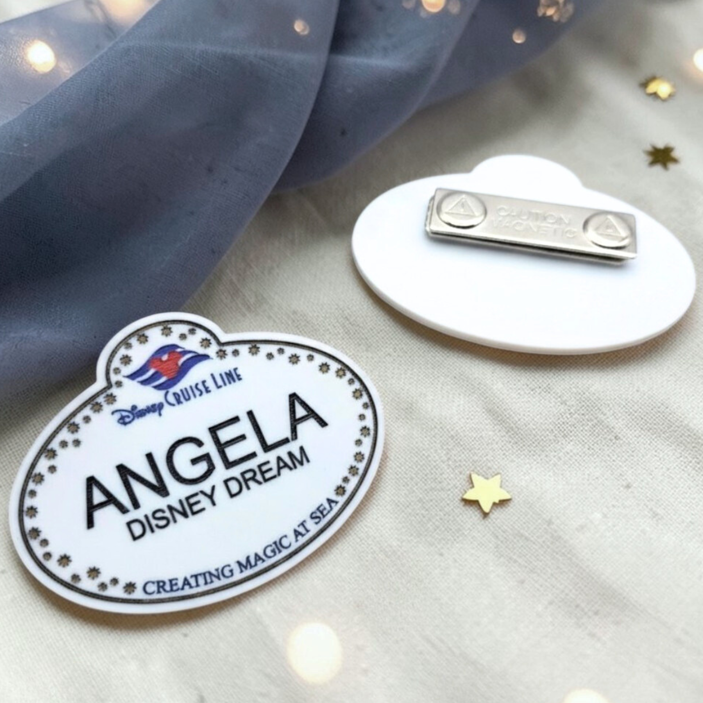 Personalized Cast Member Name Tag - Custom Magical Keepsake Acrylic Badge