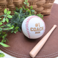 Custom Engraved Baseball - Personalized with Name or Jersey Number - Coach or Team Gift - Red Stitch Varsity Font - Optional Stand