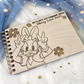 Custom Engraved Floral Duck Wood Autograph Book - Personalized Travel Keepsake Journal