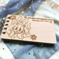 Custom Engraved Floral Duck Wood Autograph Book - Personalized Travel Keepsake Journal