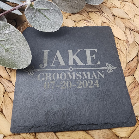 Custom Groomsman Slate Coasters