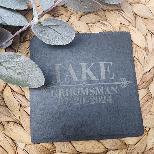 Custom Groomsman Slate Coasters