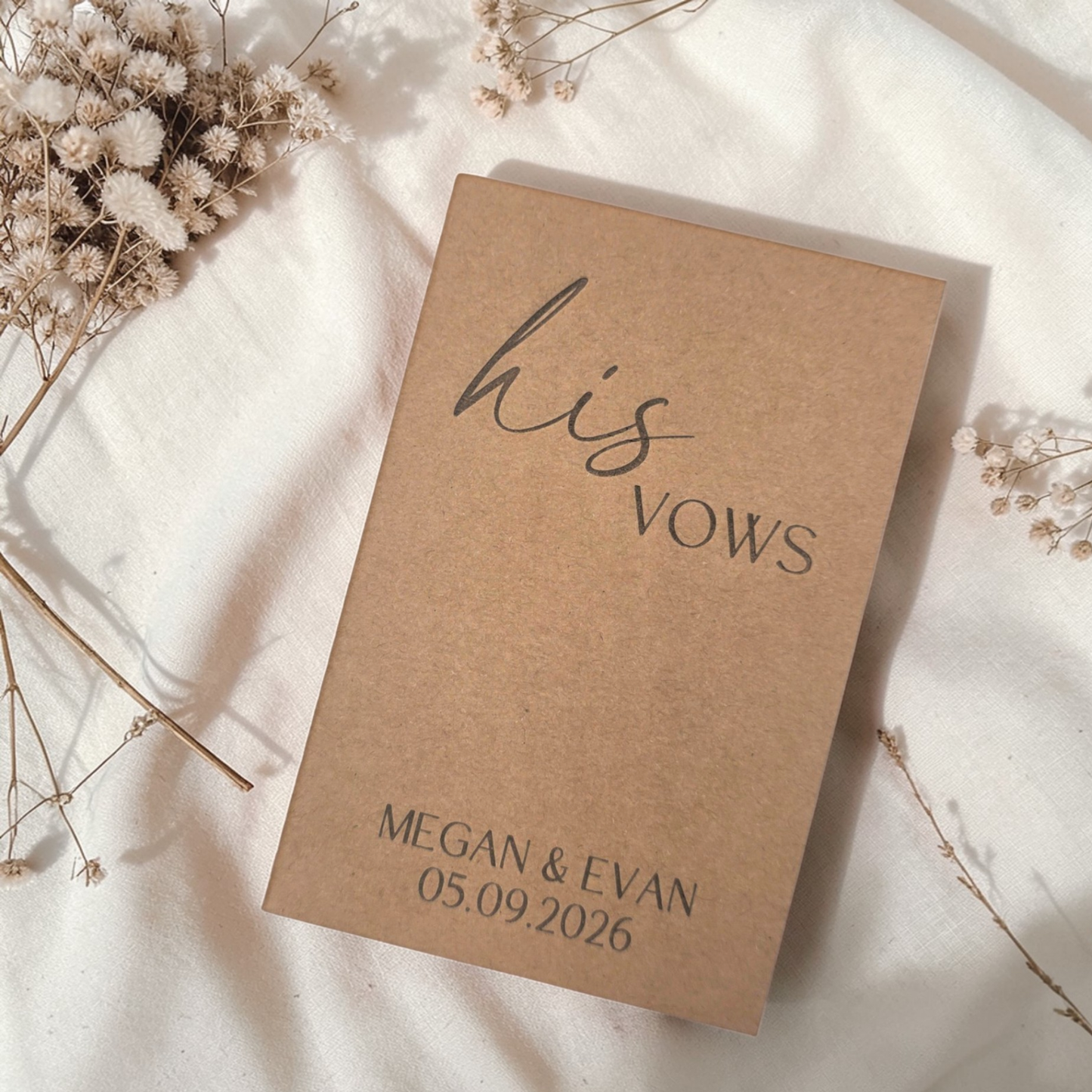 Personalized Wedding Vow Books Set of 2 - His and Hers Custom Kraft Vow Notebooks