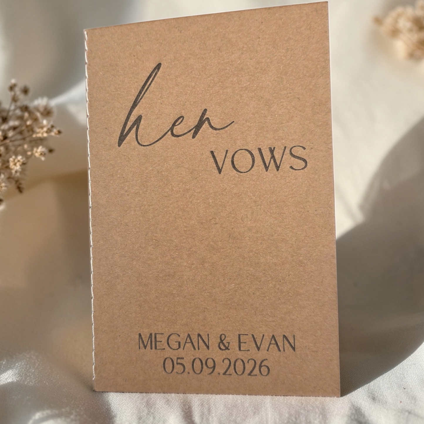Personalized Wedding Vow Books Set of 2 - His and Hers Custom Kraft Vow Notebooks