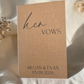 Personalized Wedding Vow Books Set of 2 - His and Hers Custom Kraft Vow Notebooks