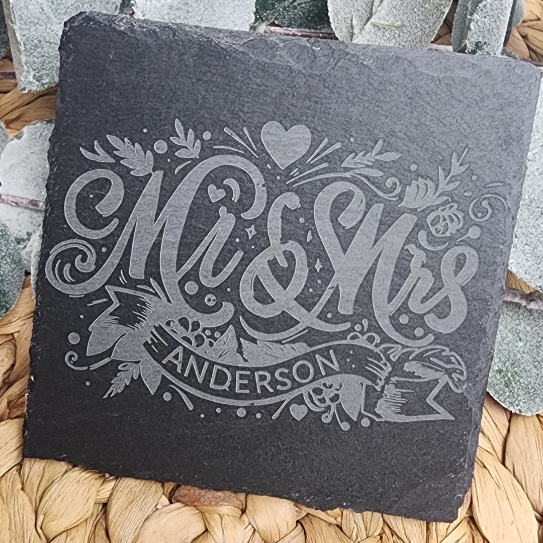 Custom Mr & Mrs Slate Coasters