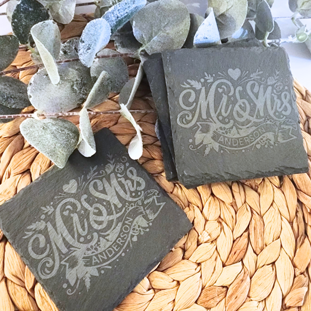 Custom Mr & Mrs Slate Coasters