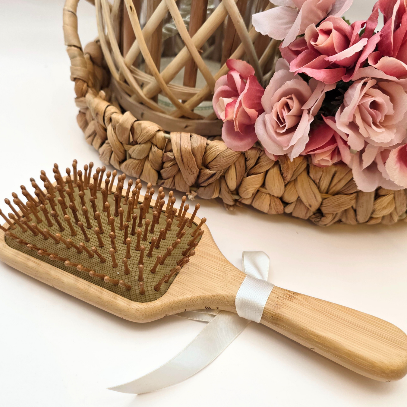 Enchanted Wildflower Paddle Brush - Personalized Mirror Nameplate in Gold, Rose Gold, or Silver - Magical Keepsake Gift for Her