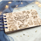 Custom Engraved Wood Race Car Autograph Book - Personalized Travel Keepsake Journal