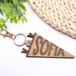 Custom Pennant Flag Bag Tag - Personalized Name Engraved Keychain | Birch Wood Tag with Clasp for Backpack, Diaper Bag, or Keys
