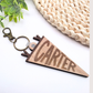 Custom Pennant Flag Bag Tag - Personalized Name Engraved Keychain | Birch Wood Tag with Clasp for Backpack, Diaper Bag, or Keys