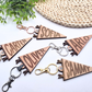 Custom Pennant Flag Bag Tag - Personalized Name Engraved Keychain | Birch Wood Tag with Clasp for Backpack, Diaper Bag, or Keys