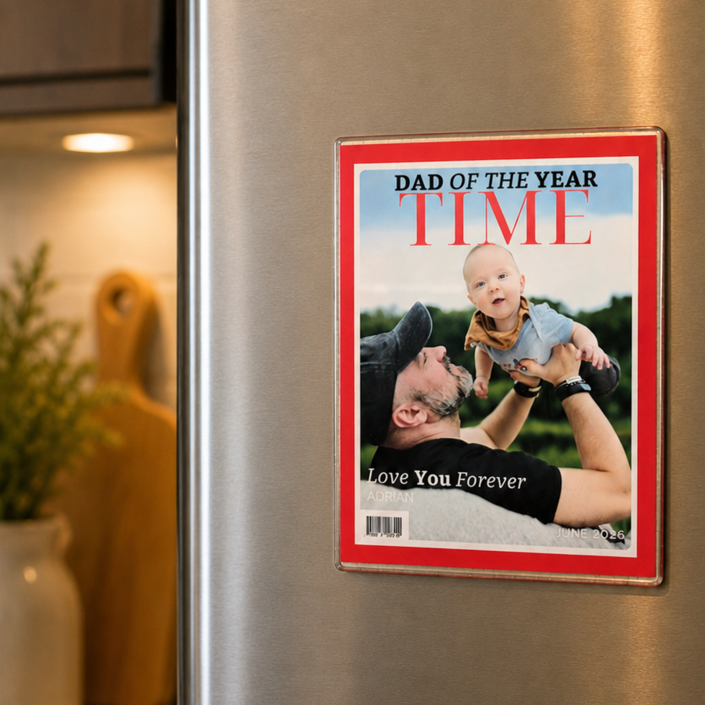 Personalized Dad Photo Magnet - Custom Father’s Day Fridge Magnet - Magazine Cover Gift for Dad