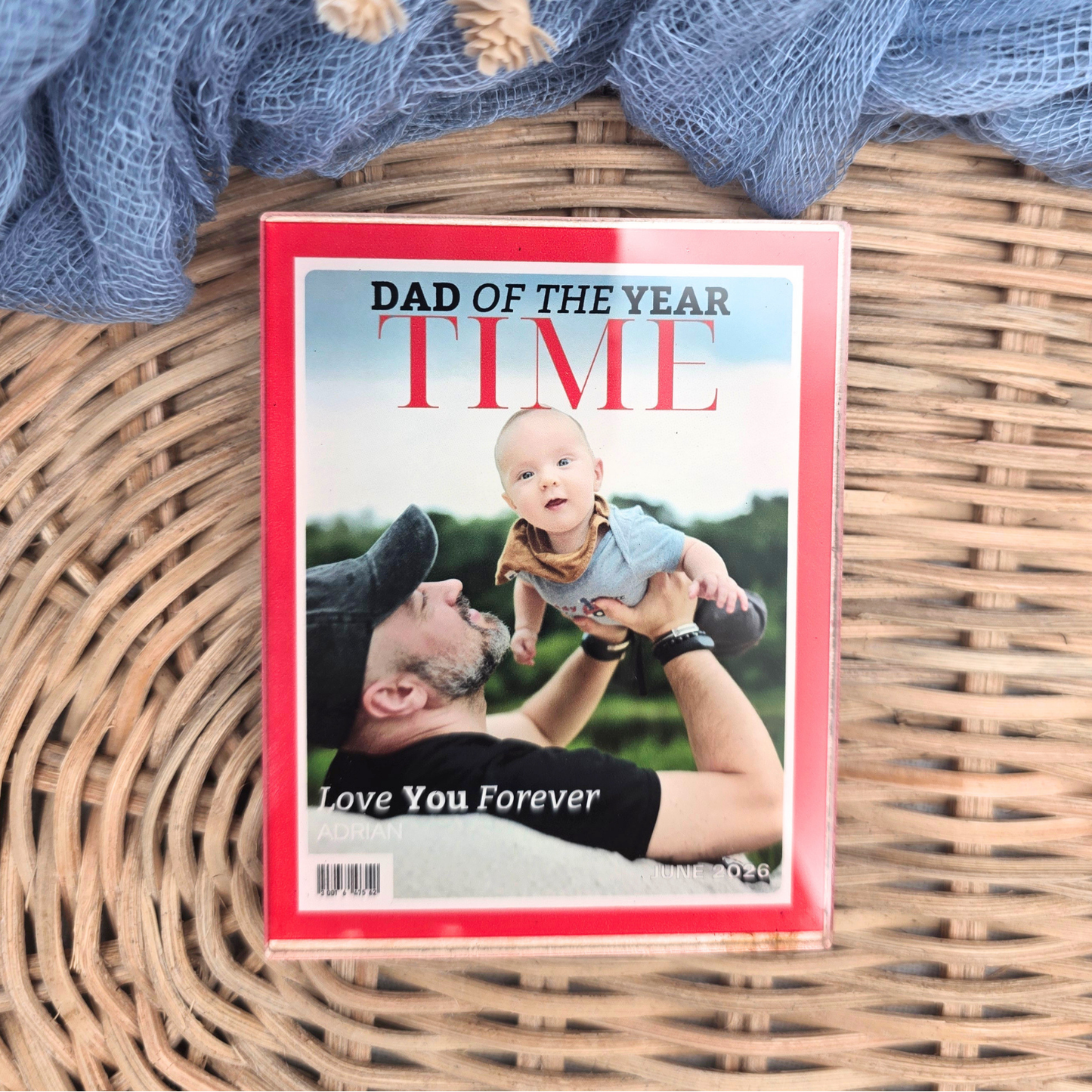 Personalized Dad Photo Magnet - Custom Father’s Day Fridge Magnet - Magazine Cover Gift for Dad