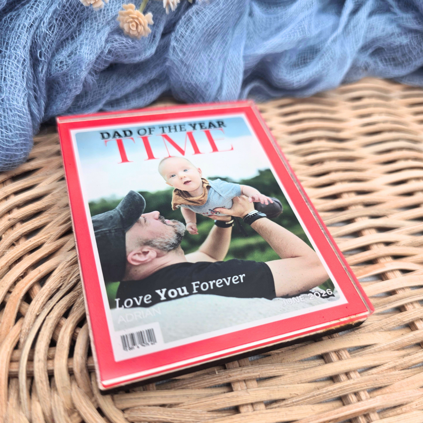 Personalized Dad Photo Magnet - Custom Father’s Day Fridge Magnet - Magazine Cover Gift for Dad