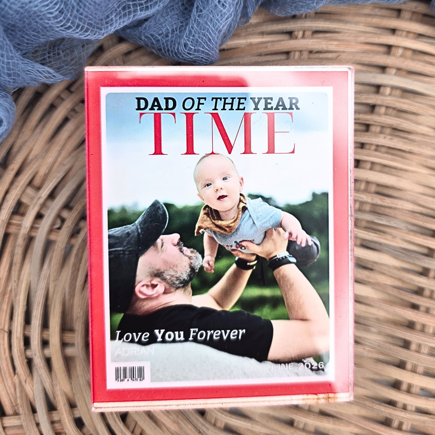 Personalized Dad Photo Magnet - Custom Father’s Day Fridge Magnet - Magazine Cover Gift for Dad