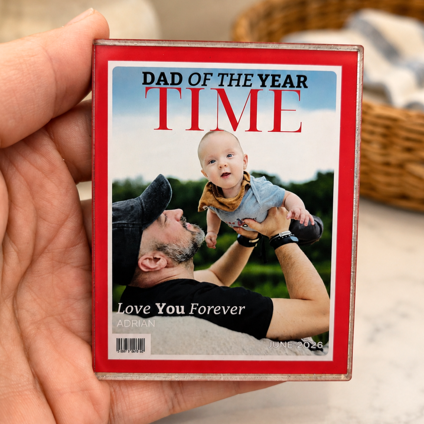 Personalized Dad Photo Magnet - Custom Father’s Day Fridge Magnet - Magazine Cover Gift for Dad