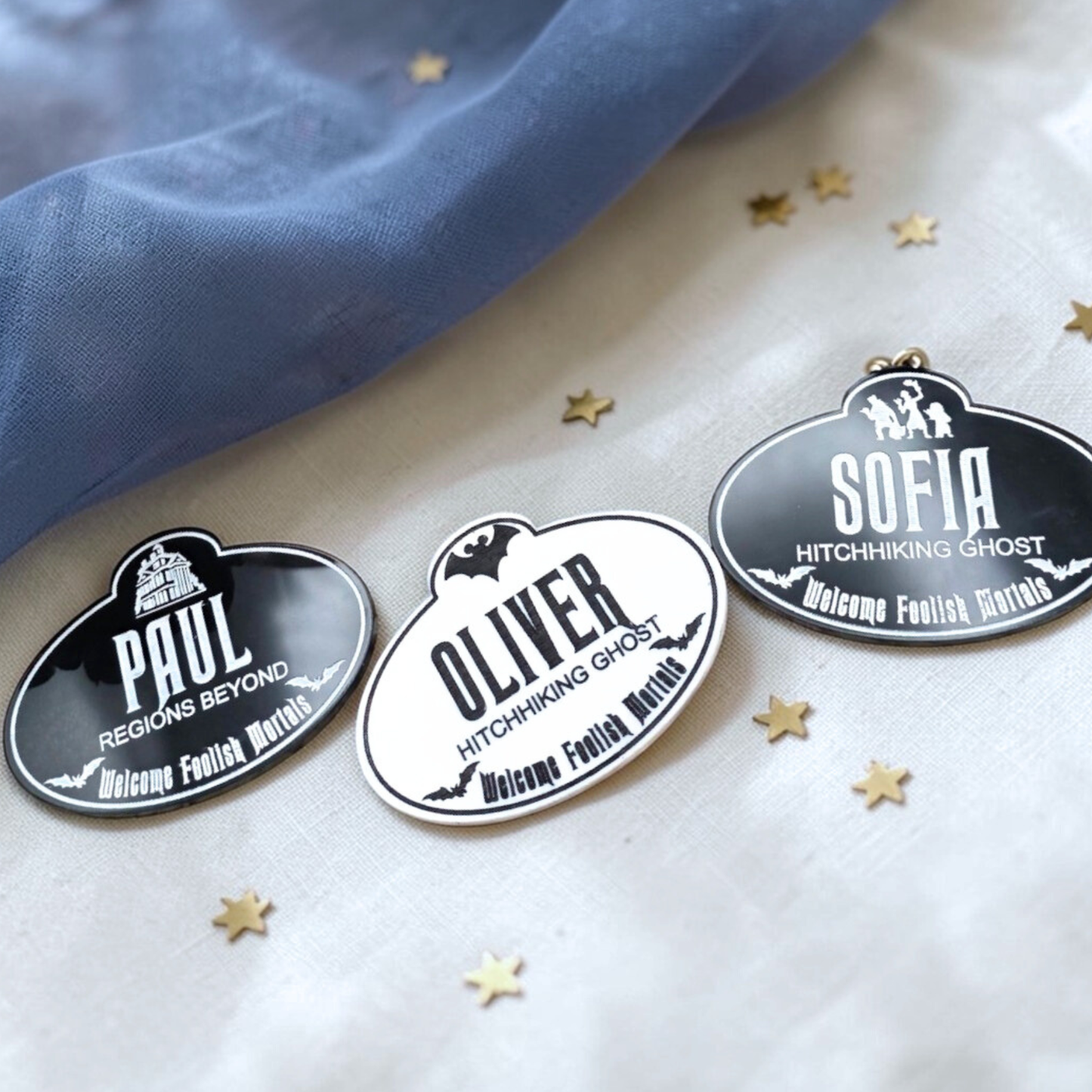 Personalized Haunted Mansion Name Tag: Custom Acrylic Ghost Host Cast Member Badge