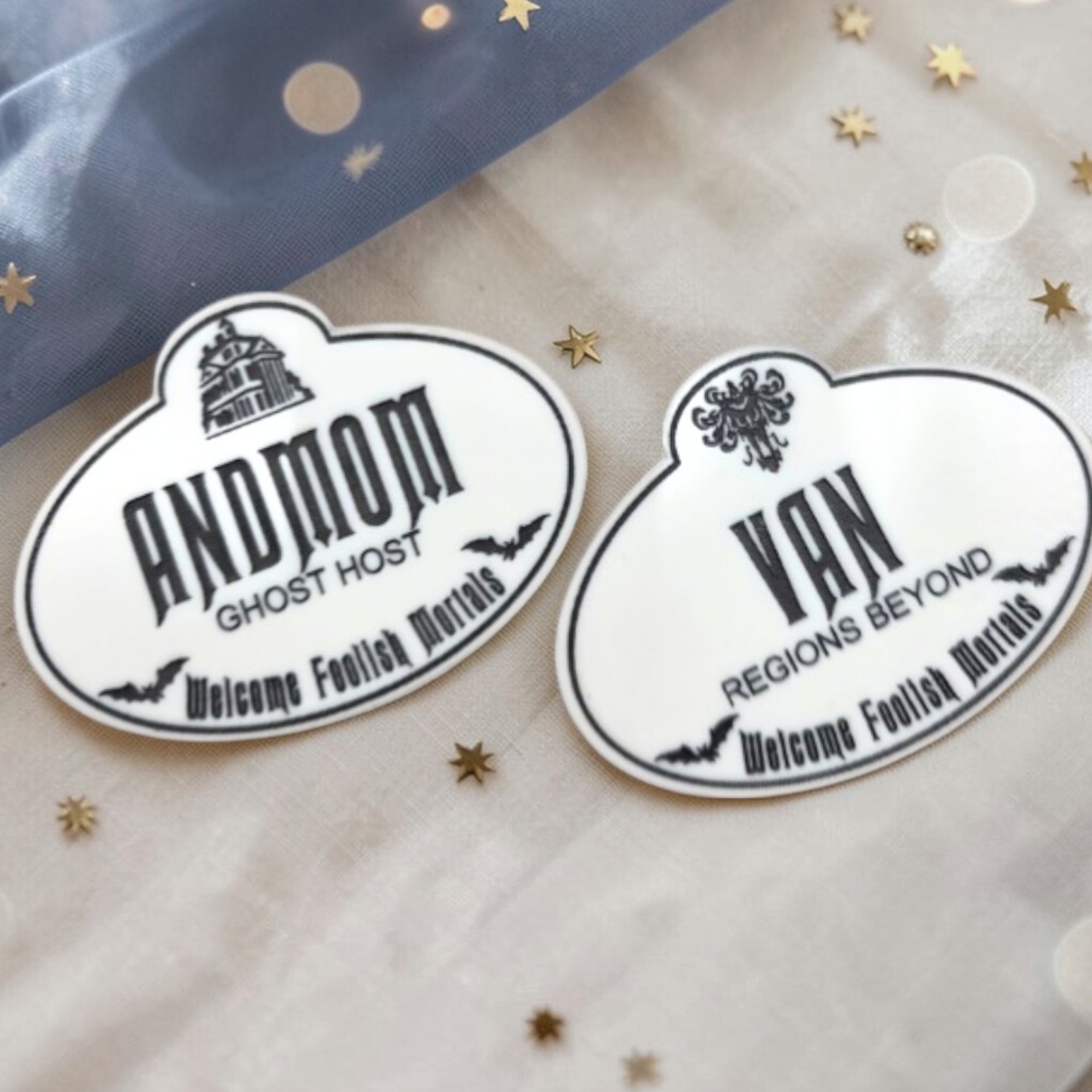 Personalized Haunted Mansion Name Tag: Custom Acrylic Ghost Host Cast Member Badge