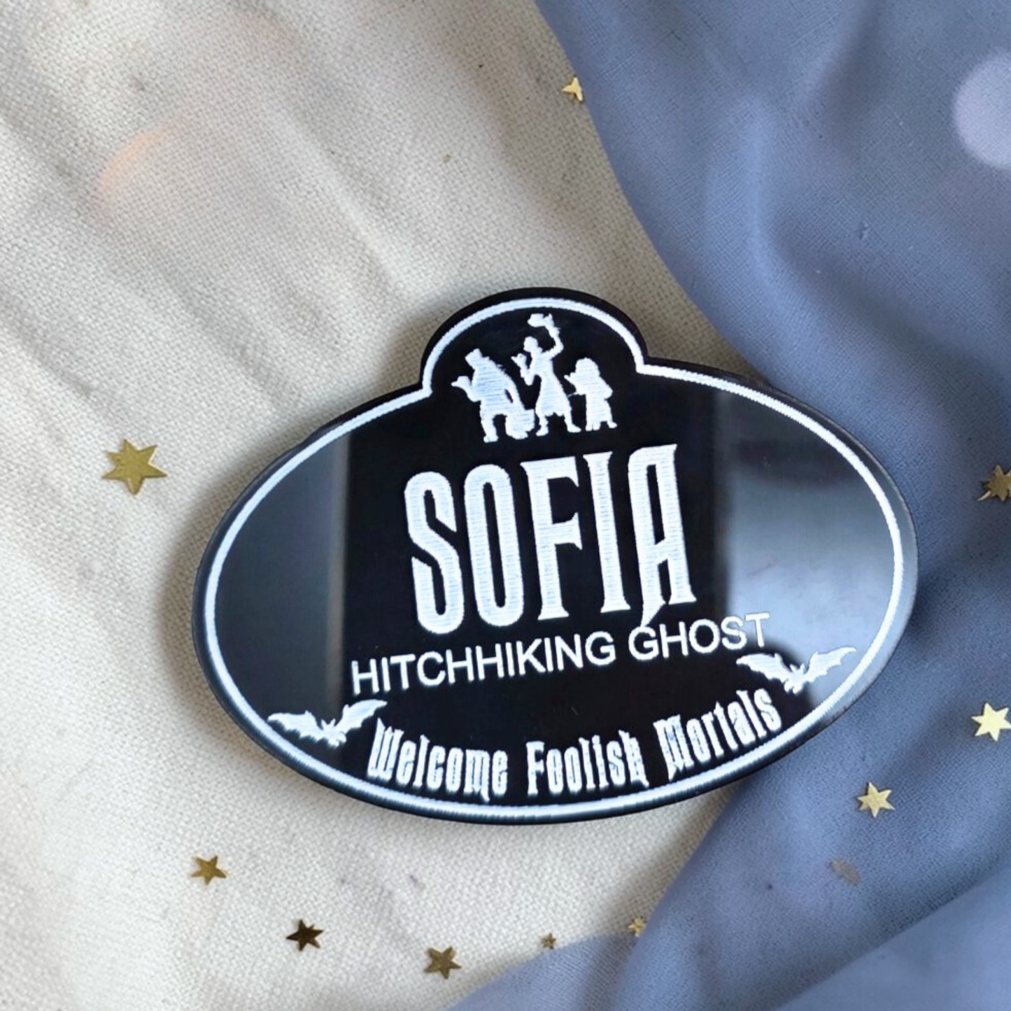 Personalized Haunted Mansion Name Tag: Custom Acrylic Ghost Host Cast Member Badge