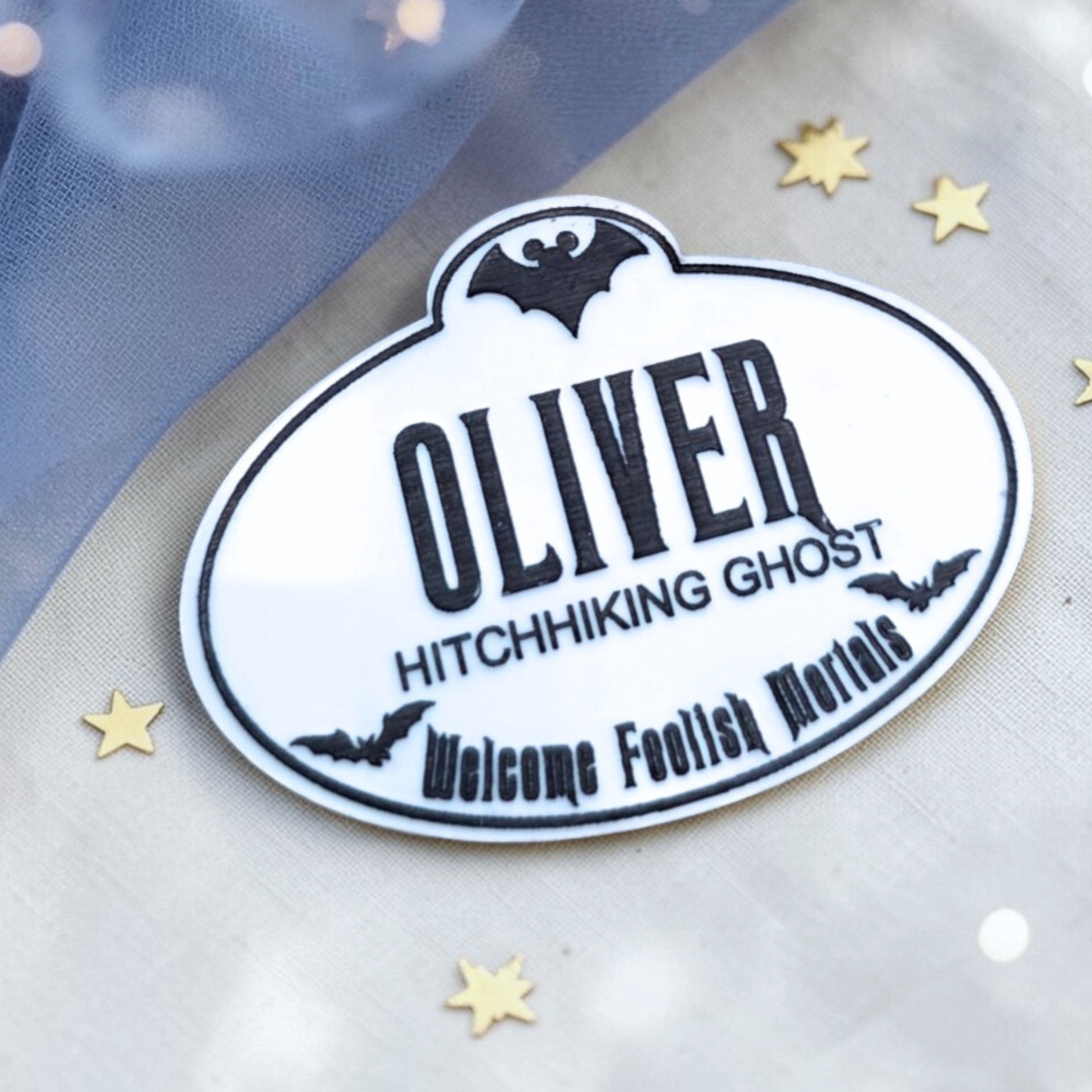 Personalized Haunted Mansion Name Tag: Custom Acrylic Ghost Host Cast Member Badge
