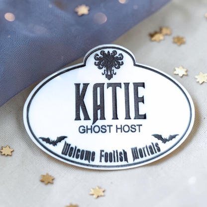 Personalized Haunted Mansion Name Tag: Custom Acrylic Ghost Host Cast Member Badge