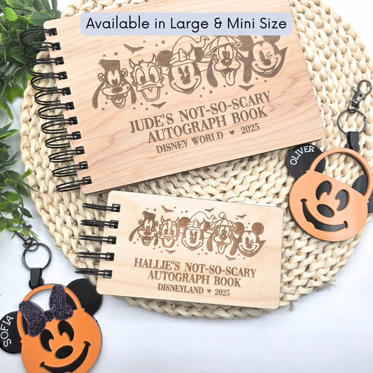 Custom Halloween Autograph Book – Wooden Keepsake for Not-So-Spooky Party - Theme Park Keepsake