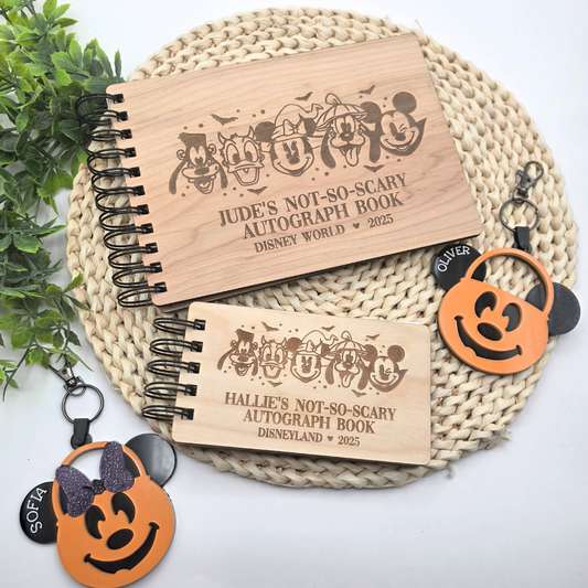 Custom Halloween Autograph Book – Wooden Keepsake for Not-So-Spooky Party - Theme Park Keepsake