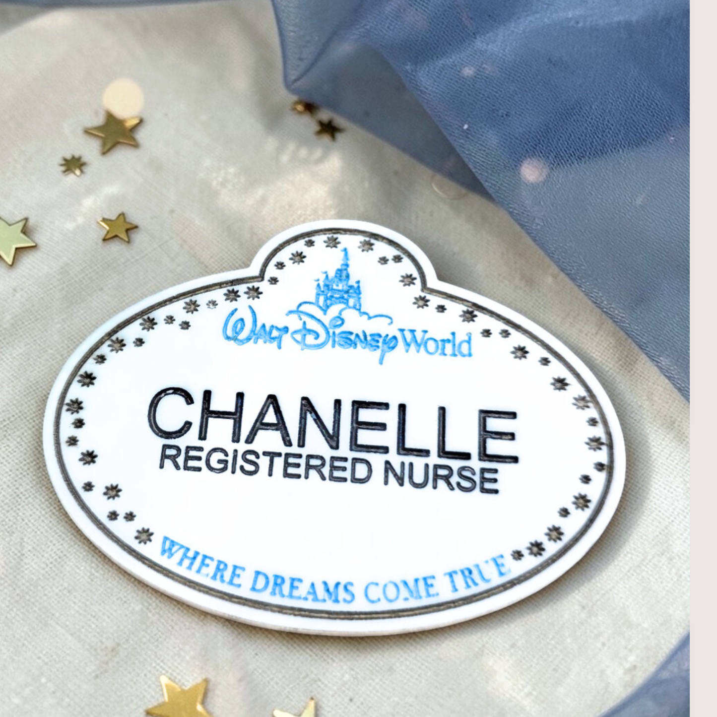 Personalized Cast Member Name Tag - Custom Magical Keepsake Acrylic Badge