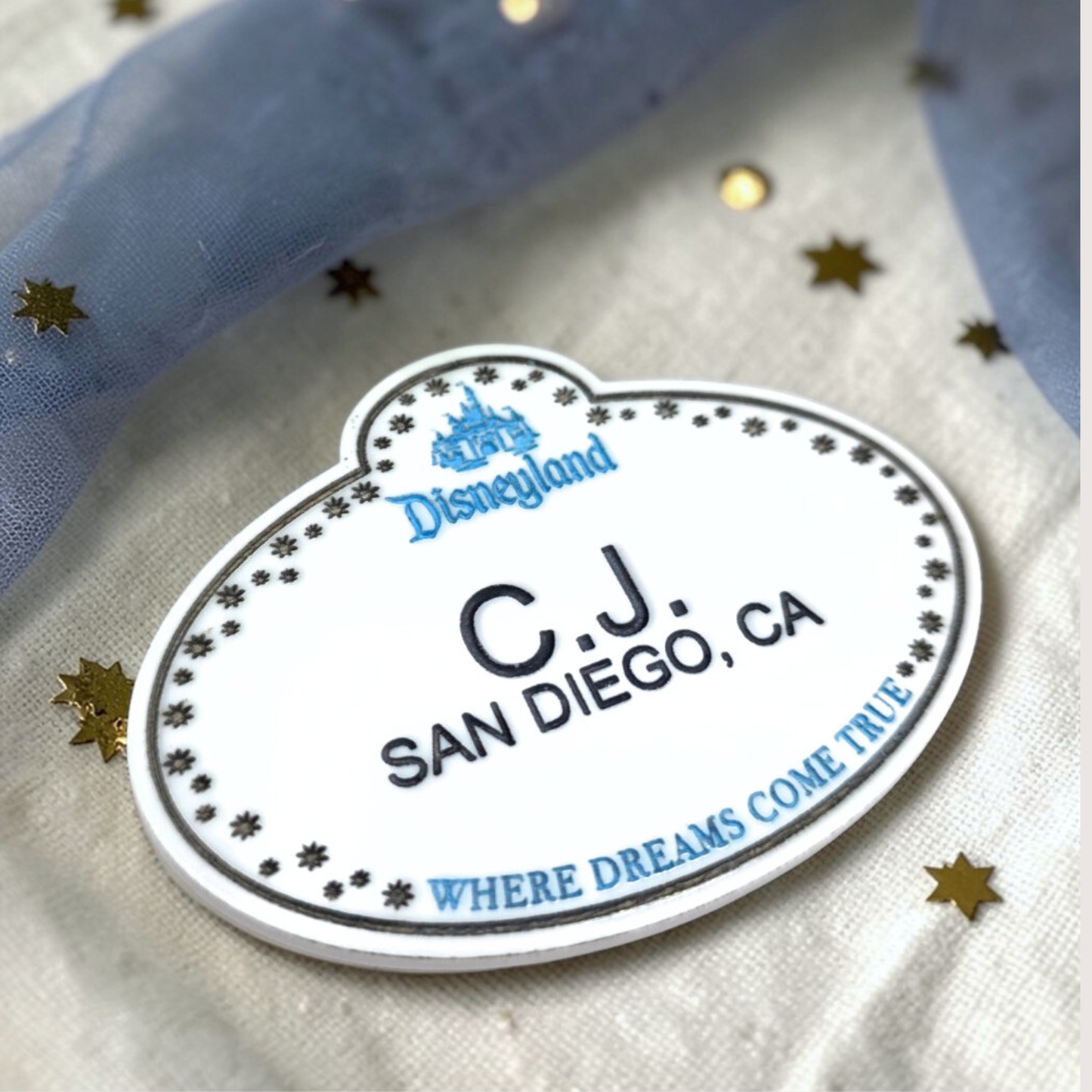 Personalized Cast Member Name Tag - Custom Magical Keepsake Acrylic Badge