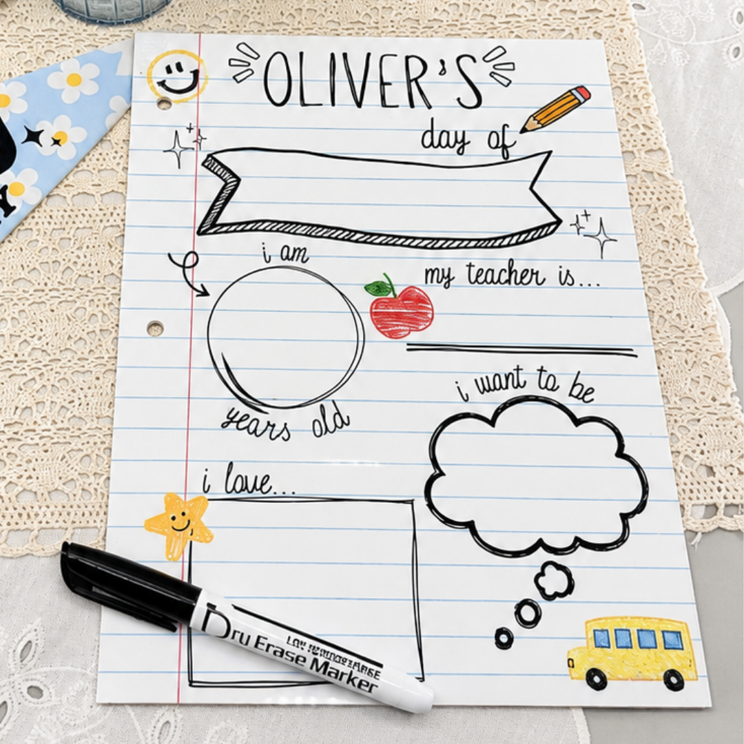Personalized First Day of School Board - Notebook Doodle School Acrylic Sign - Back to School Photo Prop