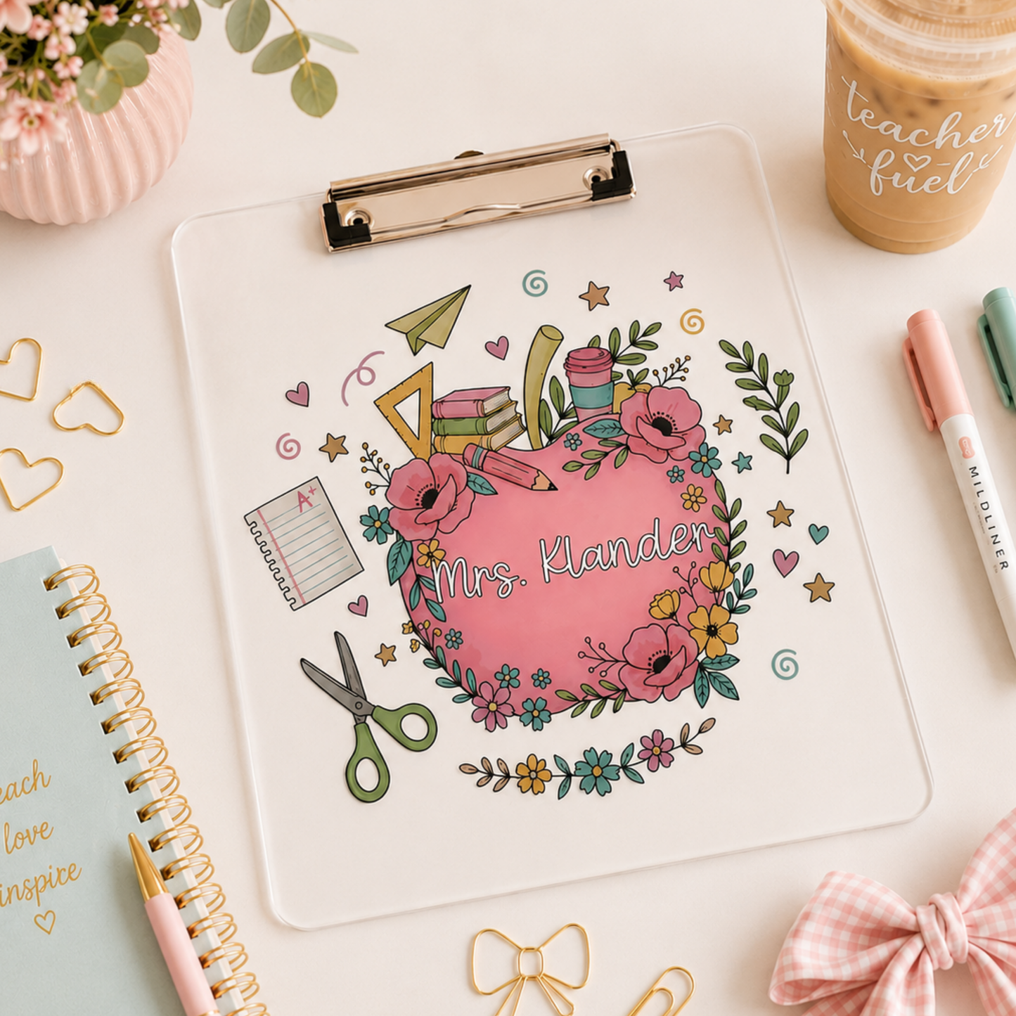 Personalized Teacher Custom Acrylic Clipboard with Name - Teacher Appreciation End of Year Teacher Gift