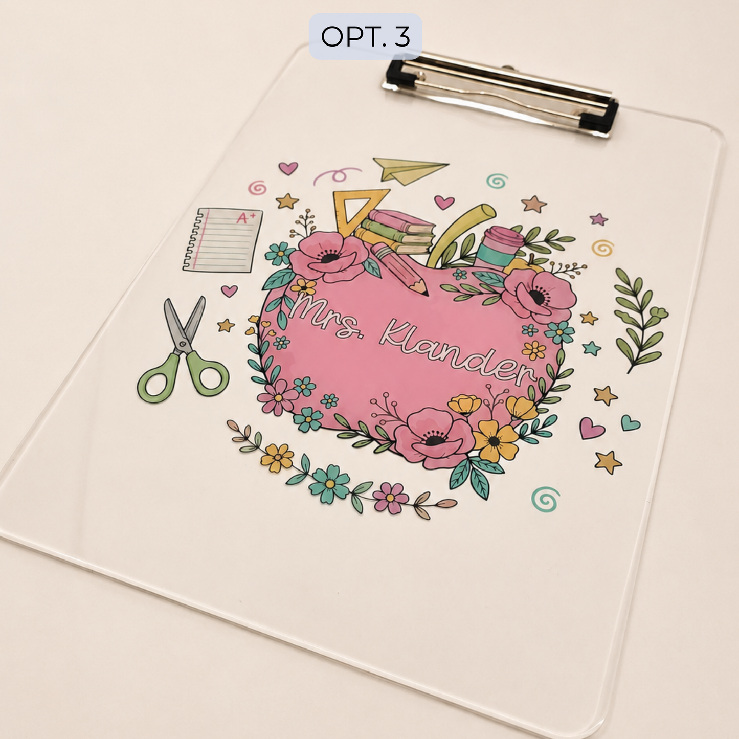 Personalized Teacher Custom Acrylic Clipboard with Name - Teacher Appreciation End of Year Teacher Gift