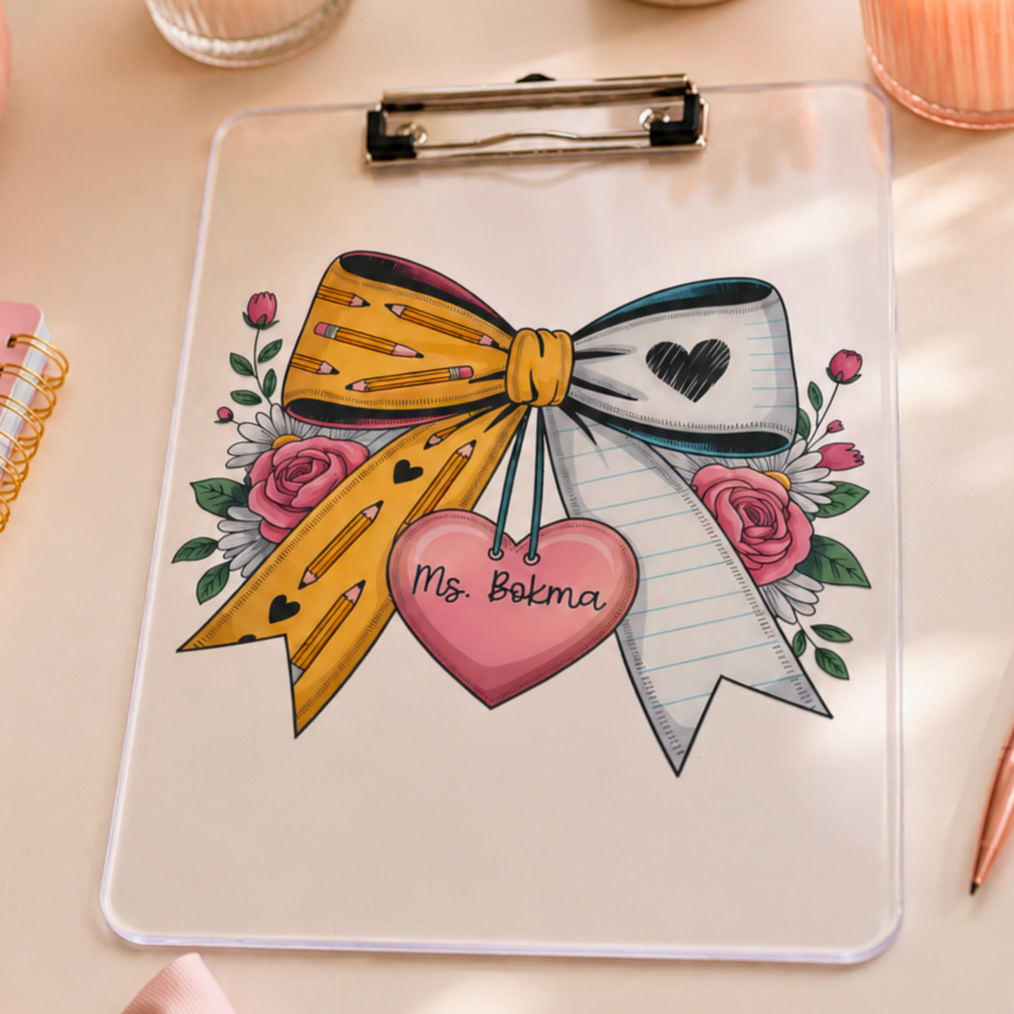 Personalized Teacher Custom Acrylic Clipboard with Name - Teacher Appreciation End of Year Teacher Gift