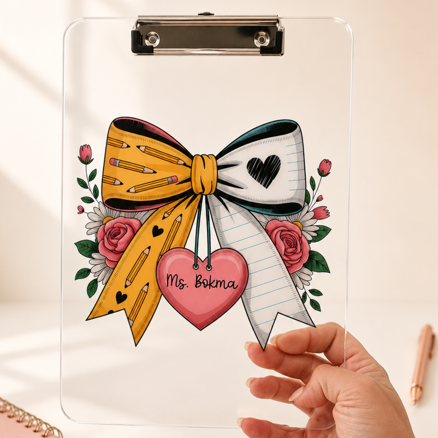 Personalized Teacher Custom Acrylic Clipboard with Name - Teacher Appreciation End of Year Teacher Gift