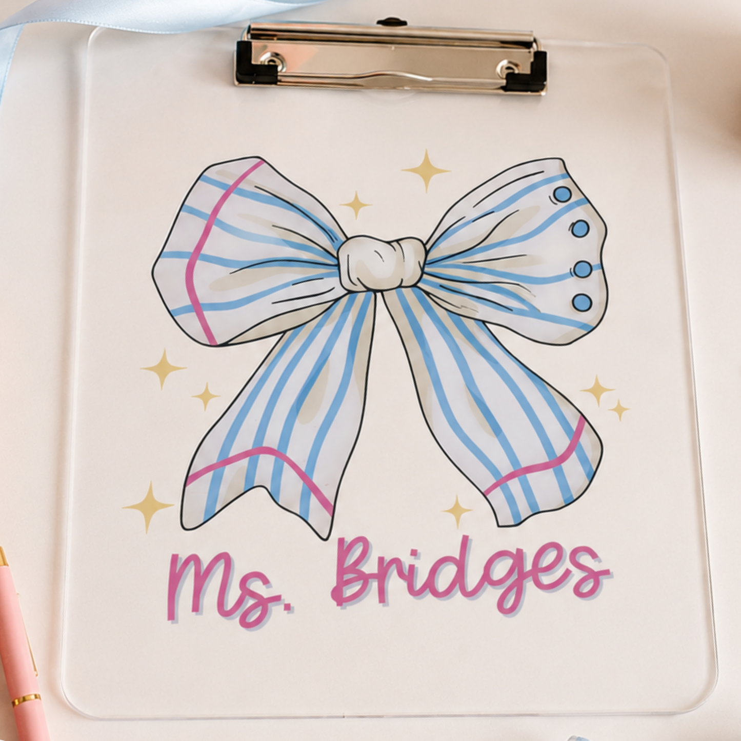 Personalized Teacher Custom Acrylic Clipboard with Name - Teacher Appreciation End of Year Teacher Gift